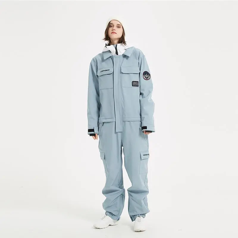 Female Cargo Snowsuit Overalls One Piece Snow Jumpsuit HOTIANSNOW