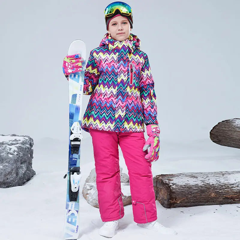 HOTIAN Girls Ski Jacket & Pants Set Kids Snowsuits 