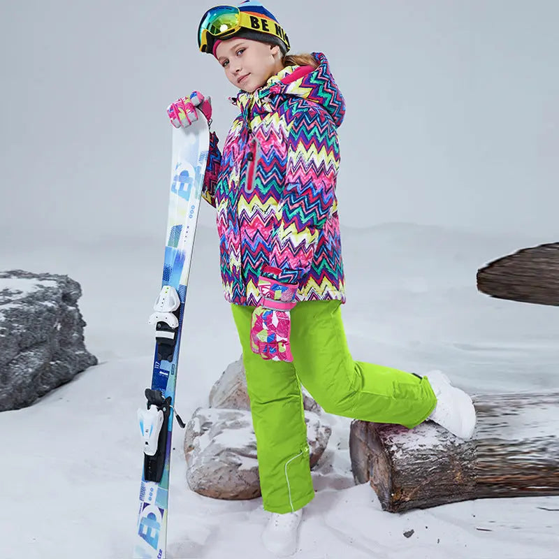 HOTIAN Girls Ski Jacket & Pants Set Kids Snowsuits 