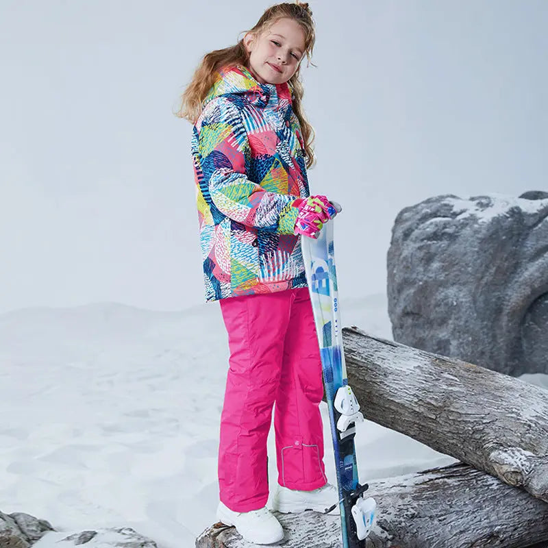 HOTIAN Girls Ski Jacket & Pants Set Kids Snowsuits 