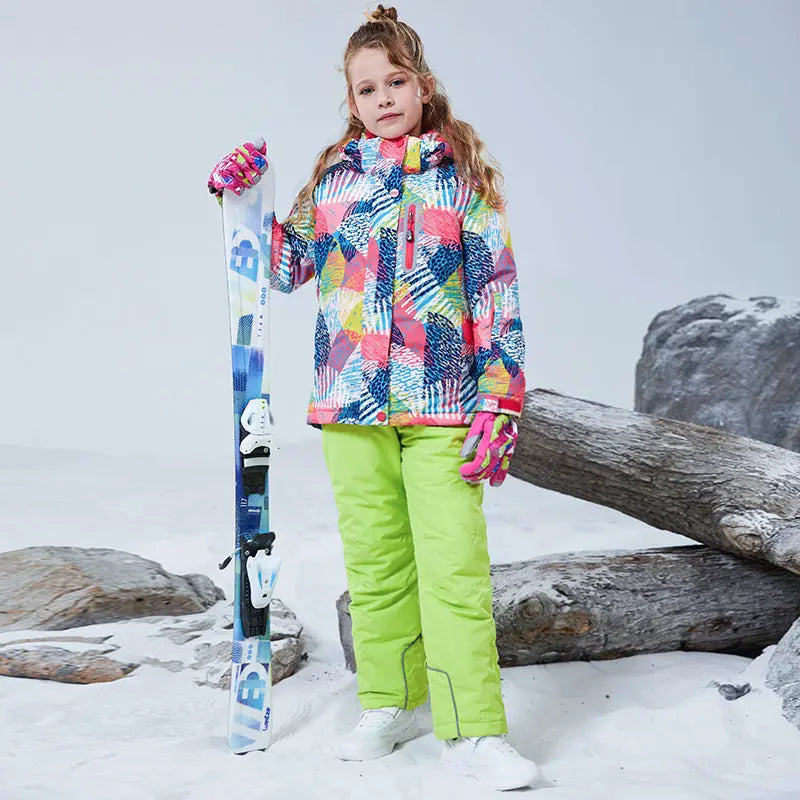 HOTIAN Girls Ski Jacket & Pants Set Kids Snowsuits 