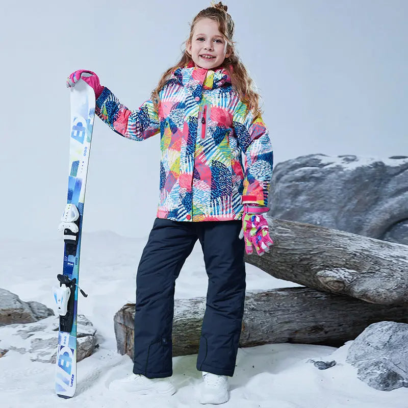 HOTIAN Girls Ski Jacket & Pants Set Kids Snowsuits 