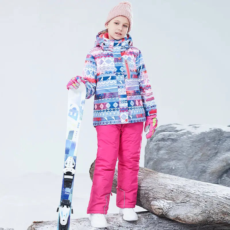 HOTIAN Girls Ski Jacket & Pants Set Kids Snowsuits 