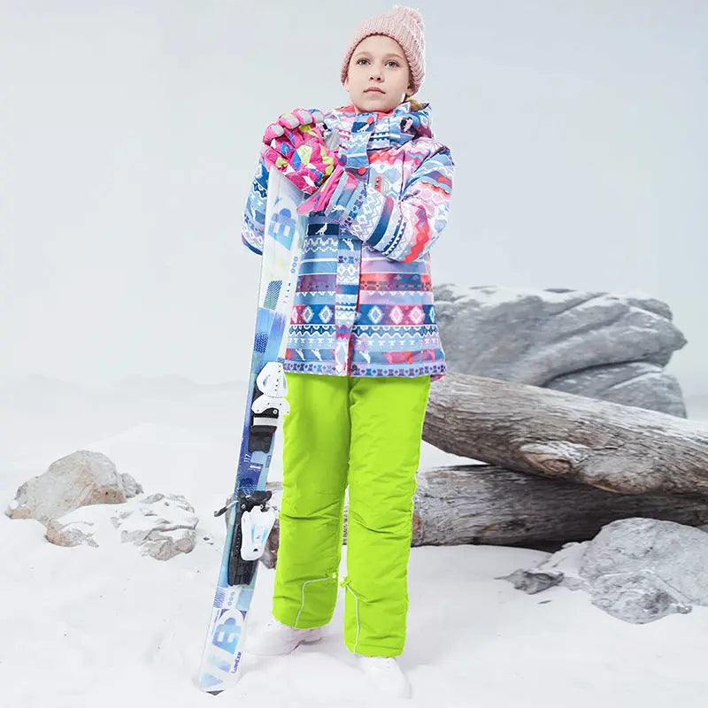 HOTIAN Girls Ski Jacket & Pants Set Kids Snowsuits 