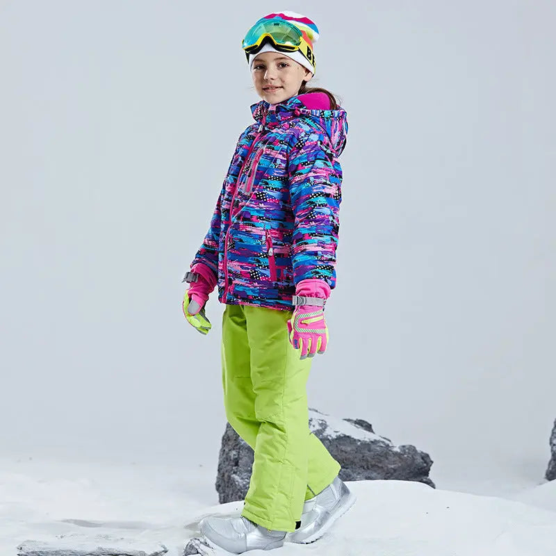 HOTIAN Girls Ski Jacket & Pants Set Kids Snowsuits 