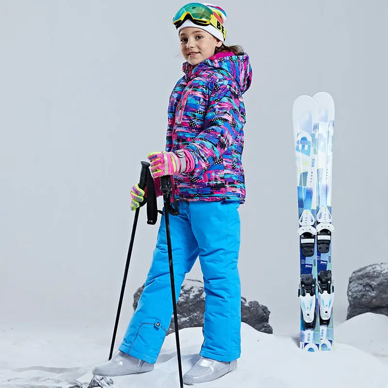 HOTIAN Girls Ski Jacket & Pants Set Kids Snowsuits 