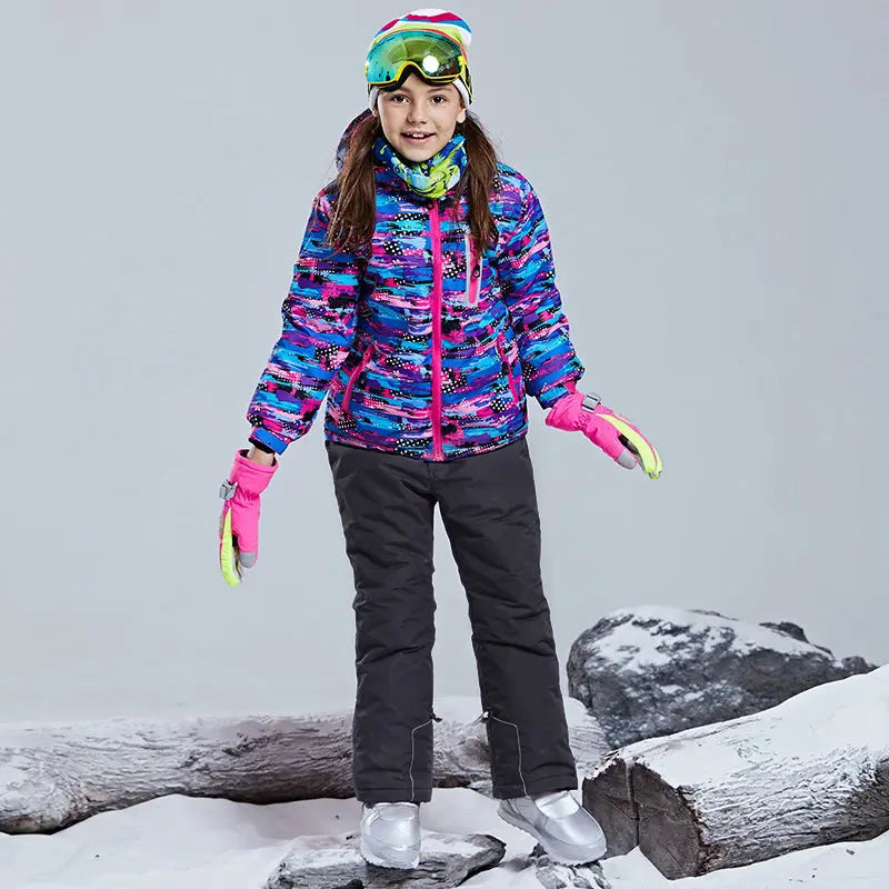 HOTIAN Girls Ski Jacket & Pants Set Kids Snowsuits 