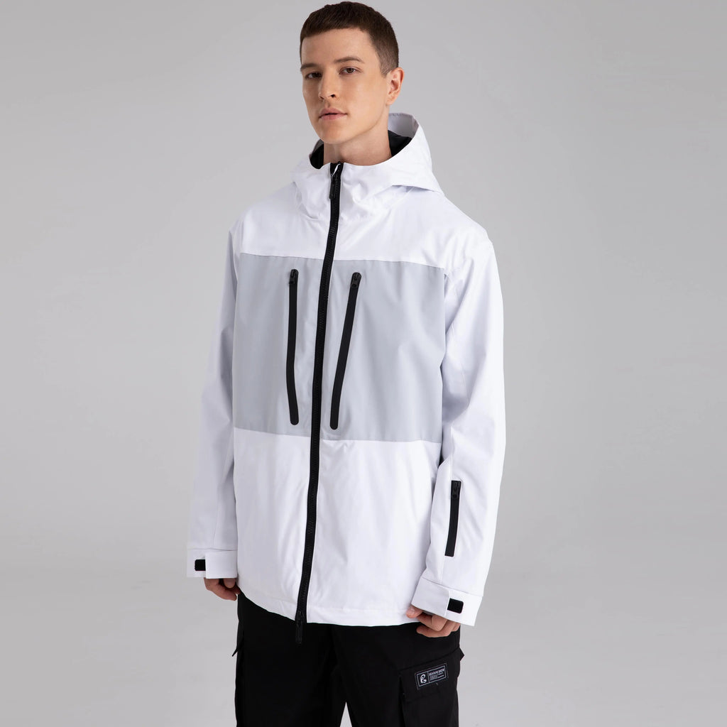 HOTIAN Men Colorblock Zip Windbreaker Hooded Ski Shell Jacket HOTIAN