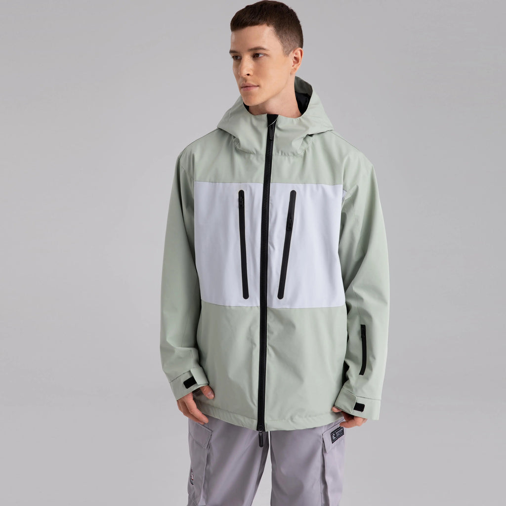 HOTIAN Men Colorblock Zip Windbreaker Hooded Ski Shell Jacket HOTIAN