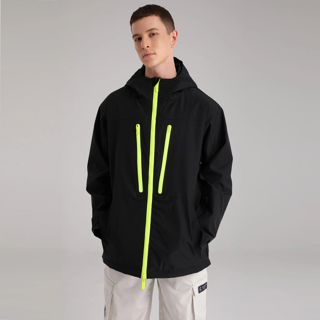 HOTIAN Men Zip Windbreaker Hooded Ski Shell Jacket HOTIAN