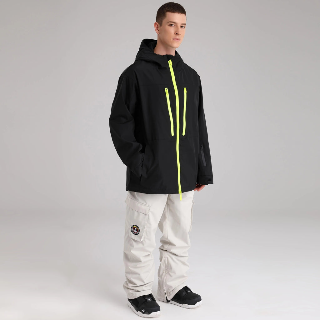 HOTIAN Men Zip Windbreaker Hooded Ski Shell Jacket HOTIAN