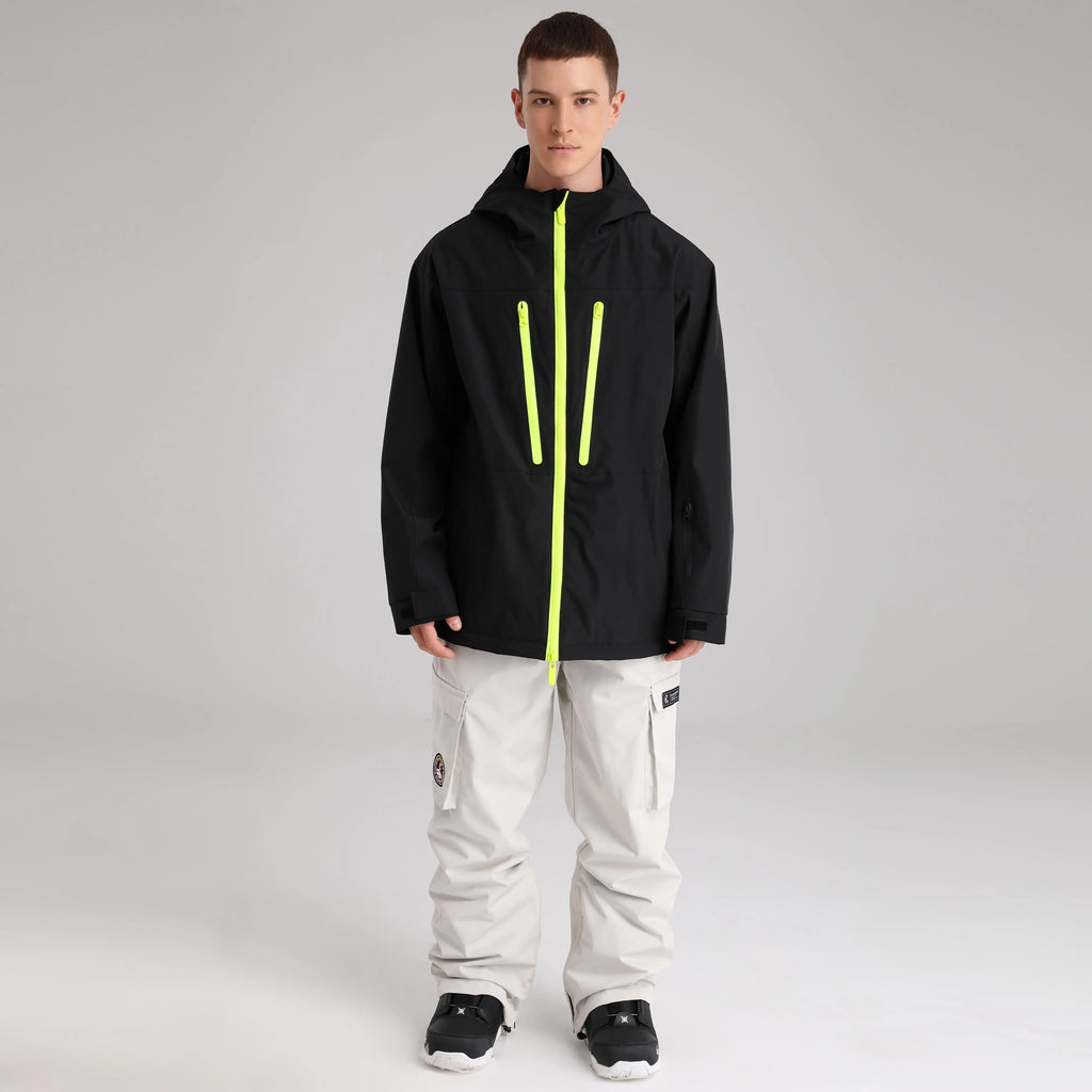 HOTIAN Men Zip Windbreaker Hooded Ski Shell Jacket HOTIAN