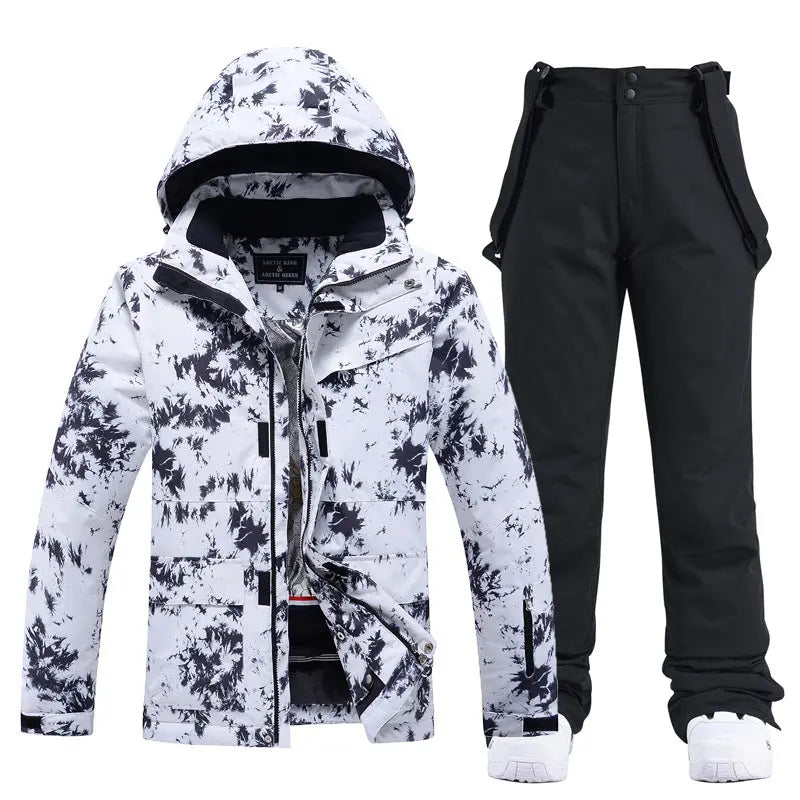 HOTIAN Men's Cuff Velcro Breathable Winter Ski Jacket and Pants Set HOTIANSNOW