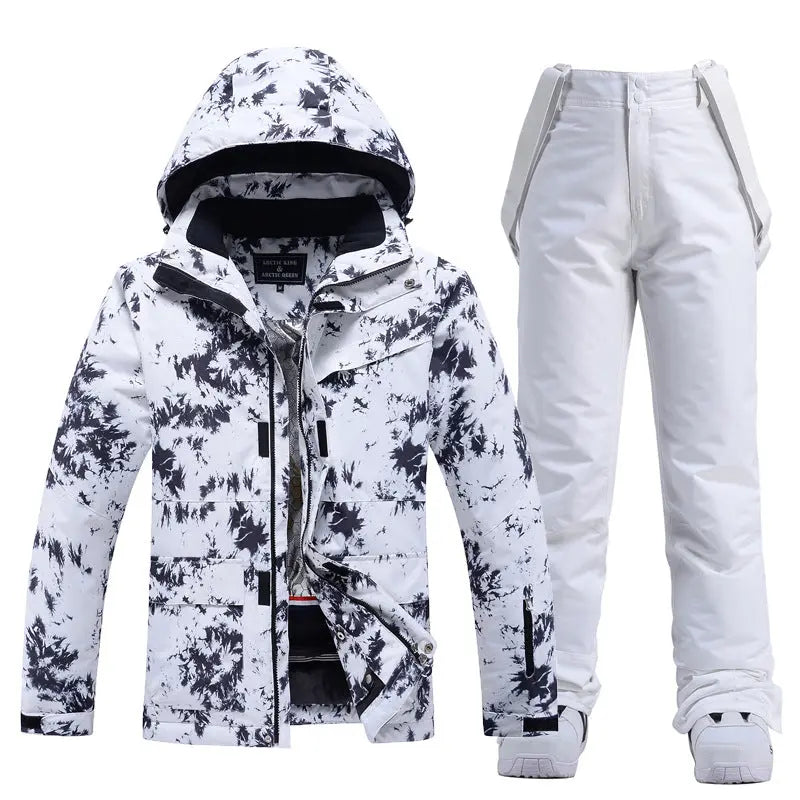 HOTIAN Men's Cuff Velcro Breathable Winter Ski Jacket and Pants Set HOTIANSNOW