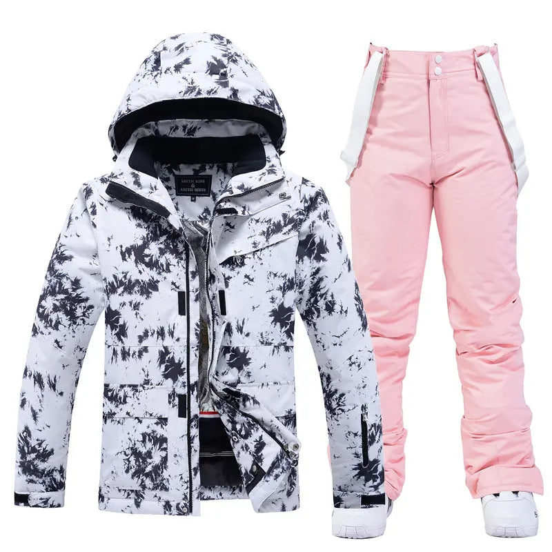 HOTIAN Men's Cuff Velcro Breathable Winter Ski Jacket and Pants Set HOTIANSNOW