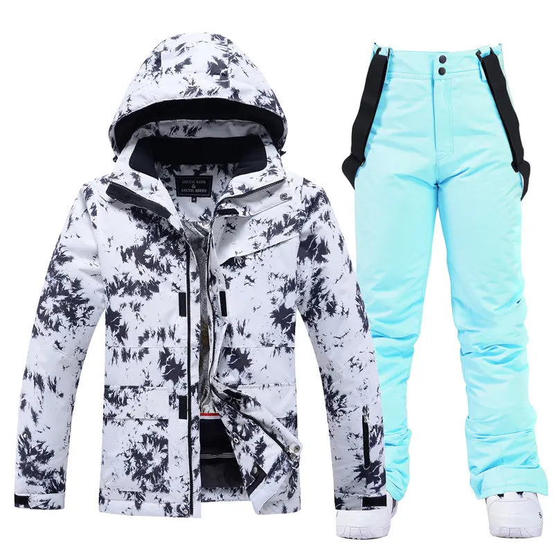 HOTIAN Men's Cuff Velcro Breathable Winter Ski Jacket and Pants Set HOTIANSNOW