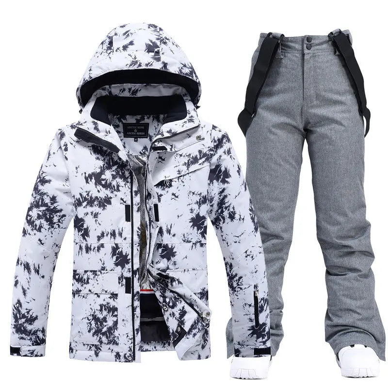 HOTIAN Men's Cuff Velcro Breathable Winter Ski Jacket and Pants Set HOTIANSNOW