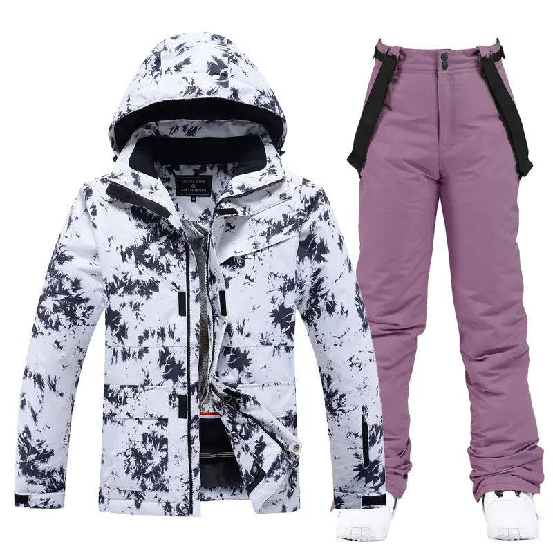 HOTIAN Men's Cuff Velcro Breathable Winter Ski Jacket and Pants Set HOTIANSNOW