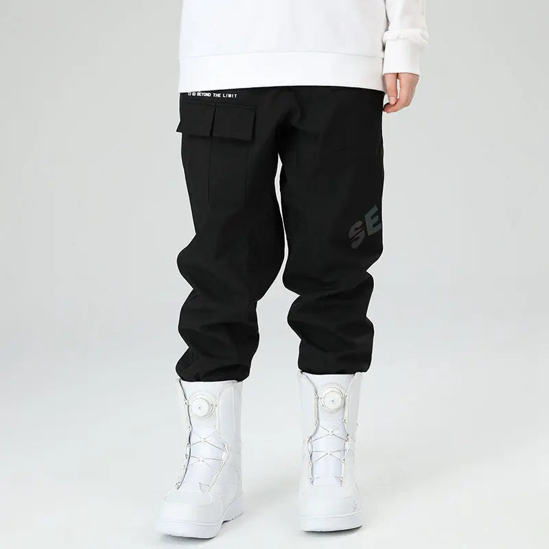 HOTIAN Women Reflective Logo Print Cargo Ski Pants HOTIAN