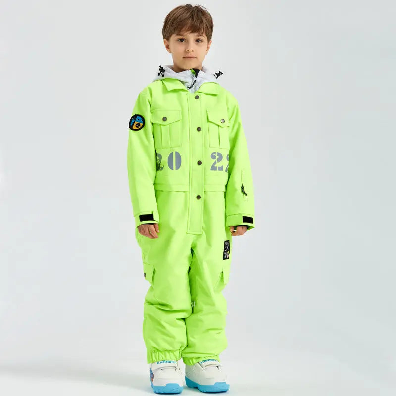 Hotian Boys & Girls One Piece Snowsuits Breathable Contrast Hooded HOTIAN