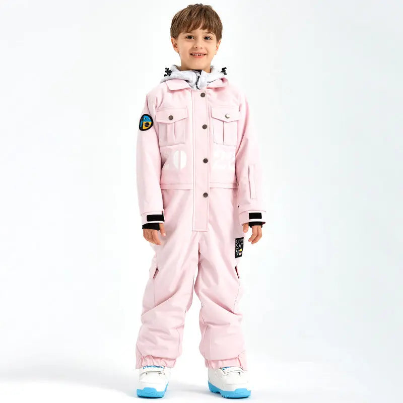 Hotian Boys & Girls One Piece Snowsuits Breathable Contrast Hooded HOTIAN