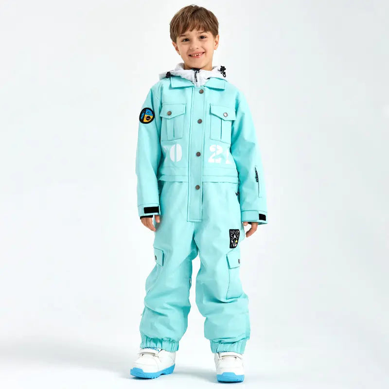 Hotian Boys & Girls One Piece Snowsuits Breathable Contrast Hooded HOTIAN