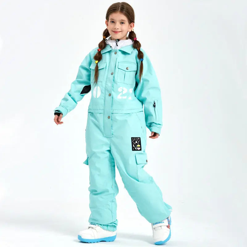 Hotian Boys & Girls One Piece Snowsuits Breathable Contrast Hooded HOTIAN