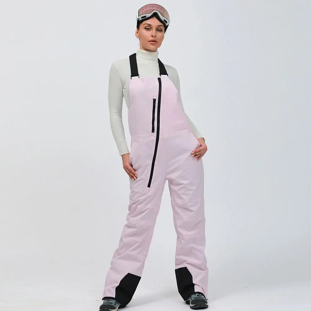 Hotian Colorblock Women Ski Snow Insulated Bibs Pants HOTIAN