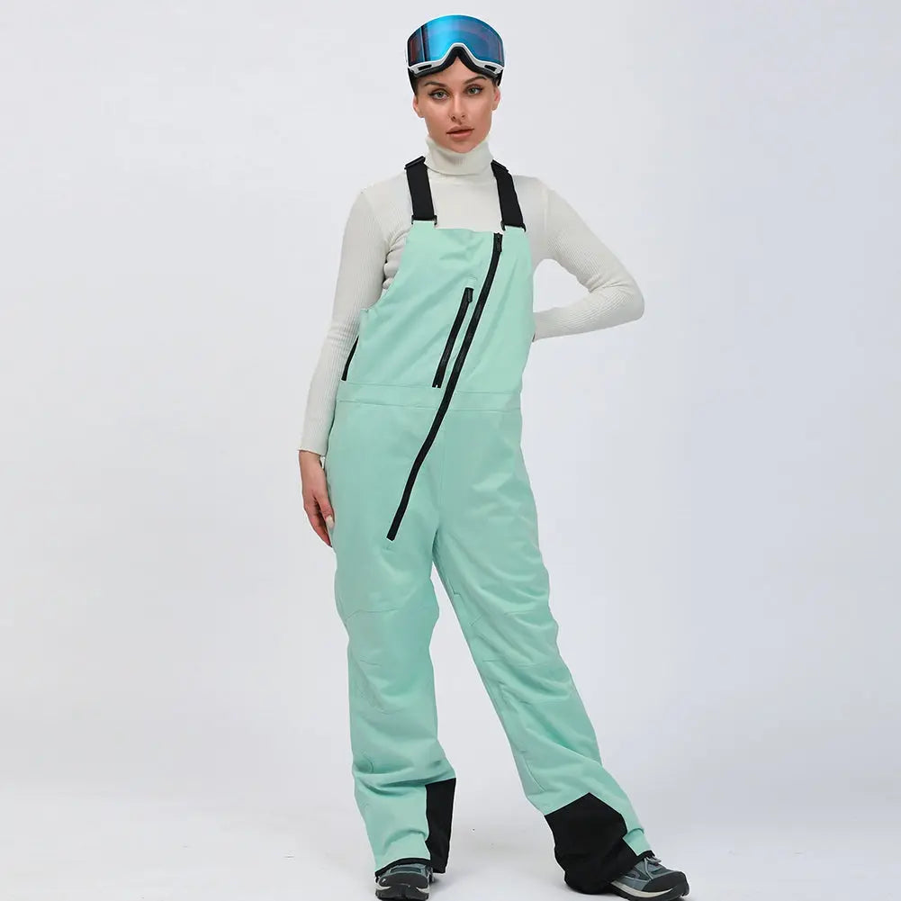 Hotian Colorblock Women Ski Snow Insulated Bibs Pants HOTIAN