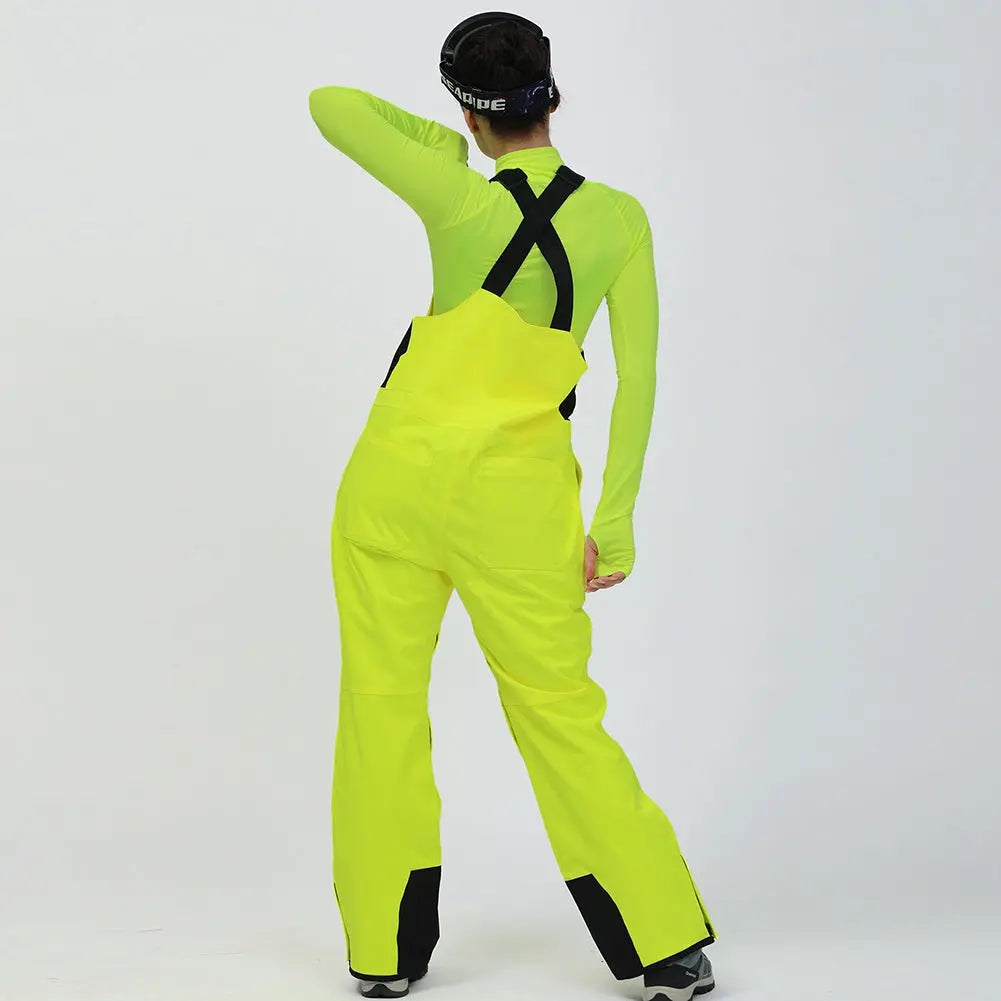 Hotian Colorblock Women Ski Snow Insulated Bibs Pants HOTIAN