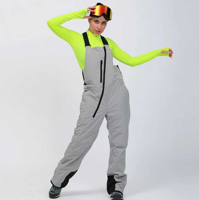 Hotian Colorblock Women Ski Snow Insulated Bibs Pants HOTIAN