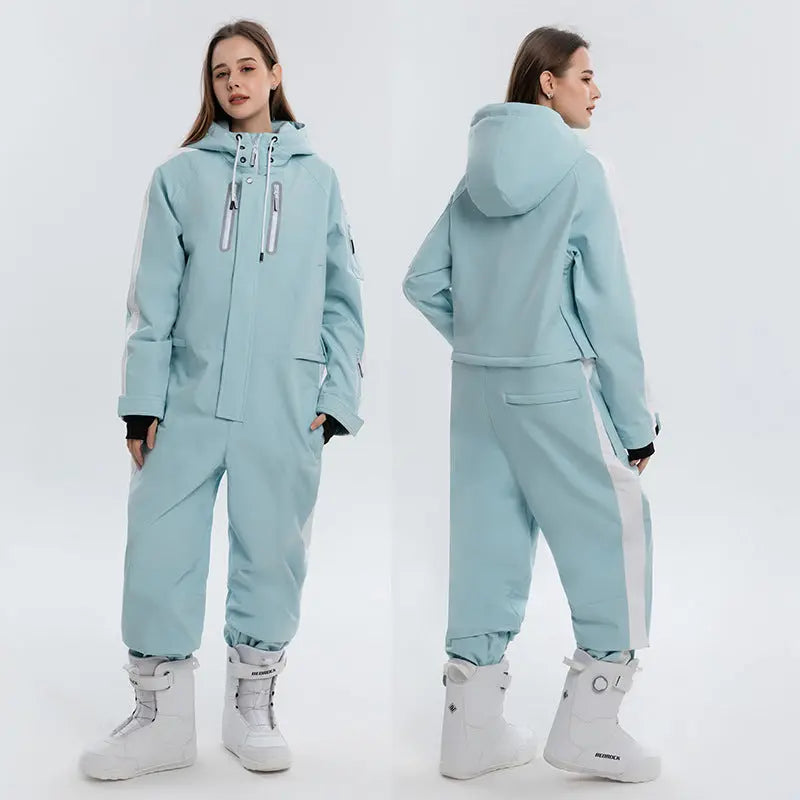 Hotian Colorblock Women Snowboarding One Piece Snow Suits HOTIAN