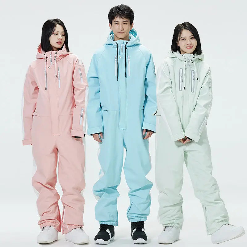 Hotian Colorblock Women Snowboarding One Piece Snow Suits HOTIAN