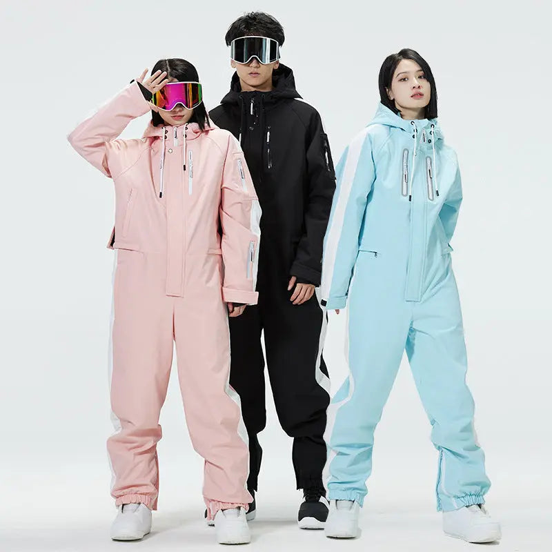 Hotian Colorblock Women Snowboarding One Piece Snow Suits HOTIAN