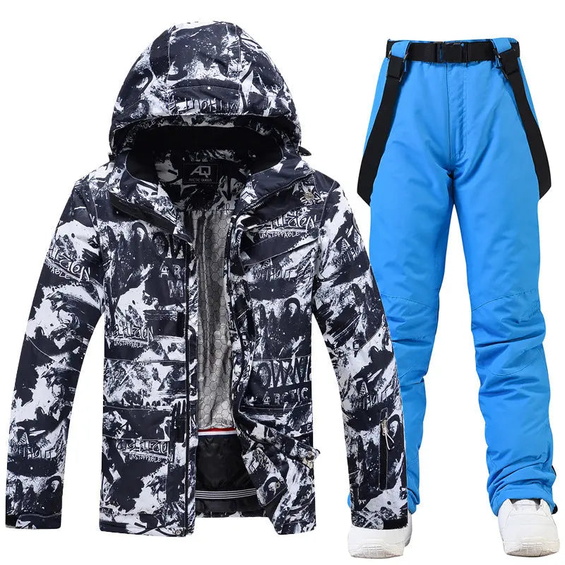 Hotian Graffiti Men Ski Snowboard Insulated Jacket & Bib Pants HOTIANSNOW