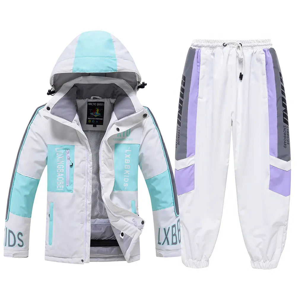 Hotian Kids Hooded Skiing Snowboarding Set Waterproof HOTIAN