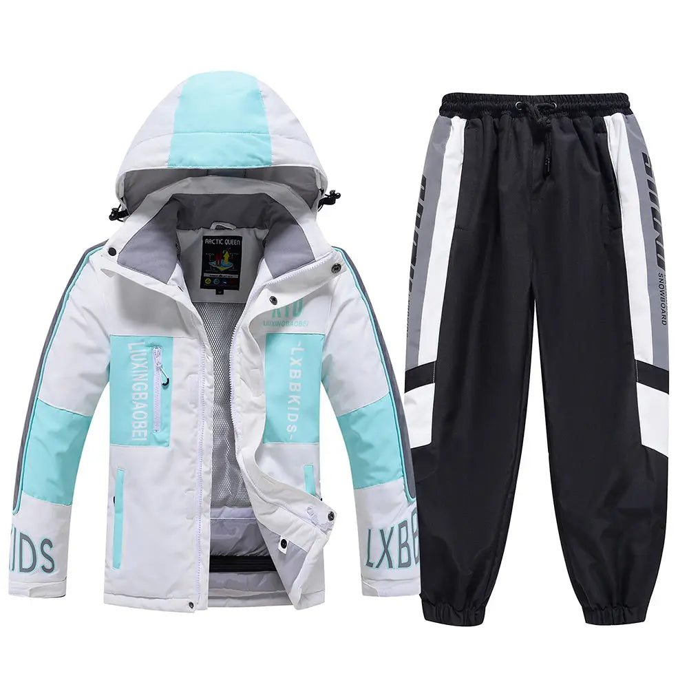 Hotian Kids Hooded Skiing Snowboarding Set Waterproof HOTIAN