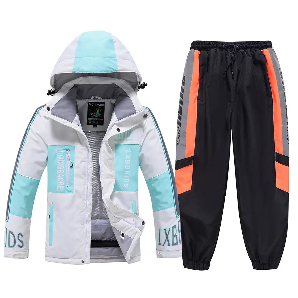 Hotian Kids Hooded Skiing Snowboarding Set Waterproof HOTIAN