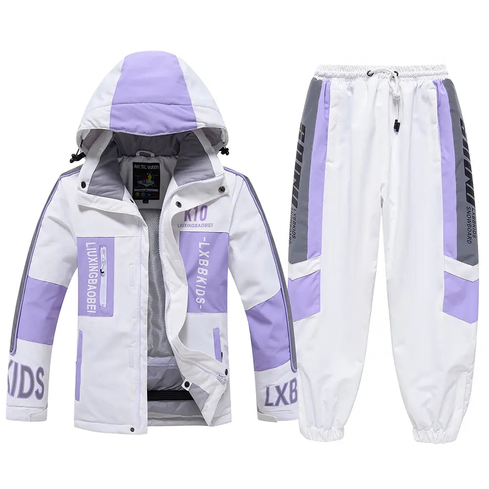 Hotian Kids Hooded Skiing Snowboarding Set Windproof HOTIAN