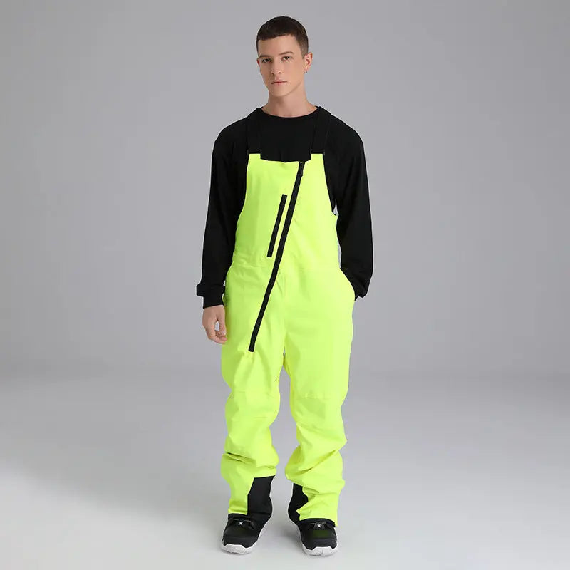 Hotian Men Colorblock Ski Snow Bibs Pants HOTIAN