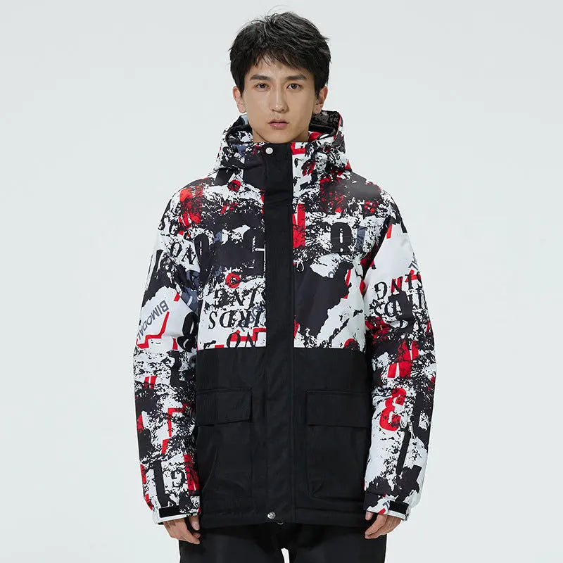 Hotian Men Hooded Skiing Cargo Jacket Soft Shell HOTIANSNOW