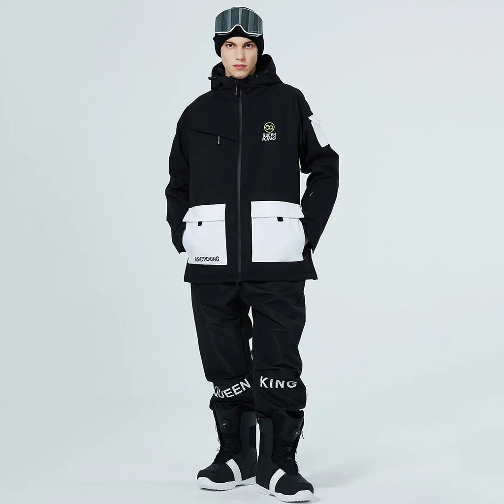 Hotian Men Ski Set Insulated Cargo Jacket & Jogger Pants