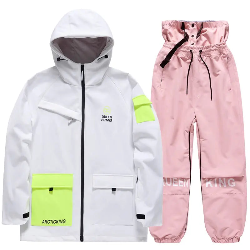 Hotian Men Ski Set Insulated Cargo Jacket & Jogger Pants HOTIAN