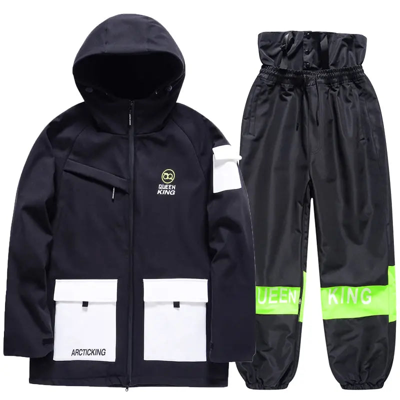 Hotian Men Ski Set Insulated Cargo Jacket & Jogger Pants HOTIAN