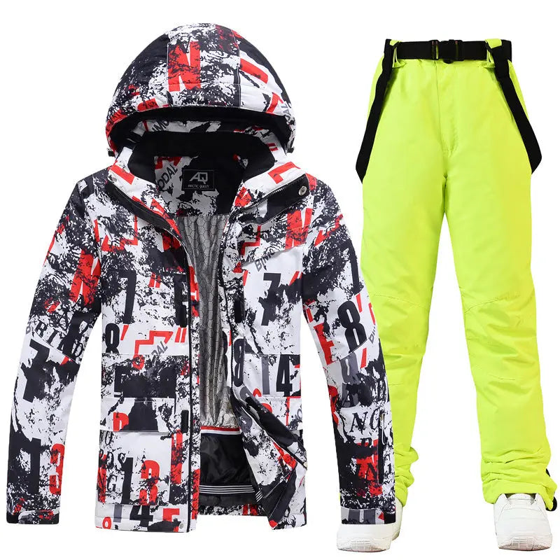 Hotian Men Ski Snowboard Insulated Jacket & Bib Pants HOTIANSNOW