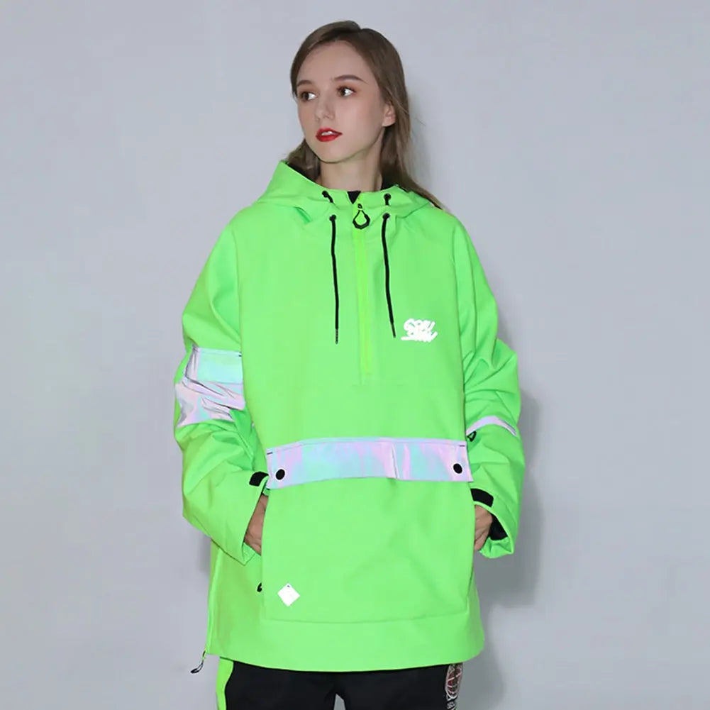 Hotian Reflective Stripe Women Insulated Anorak Hoodie HOTIAN