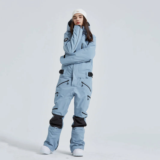 Hotian Women High Neck Hooded One Piece Ski Suits HOTIAN