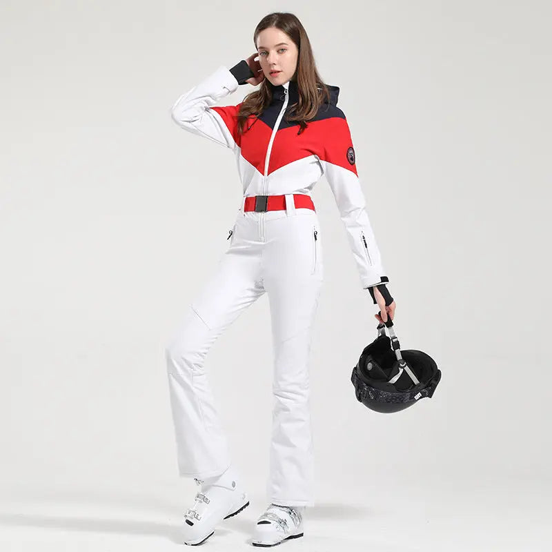 Hotian Women One Piece Ski Jumpsuits New Slim Fit Snowsuits HOTIAN