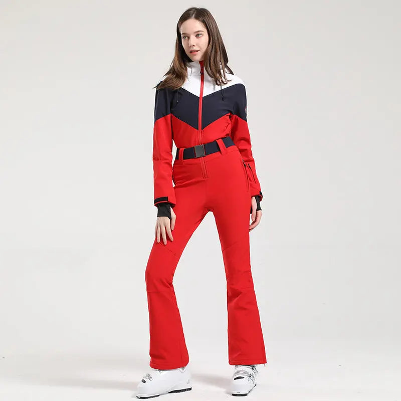 Hotian Women One Piece Ski Jumpsuits New Slim Fit Snowsuits HOTIAN