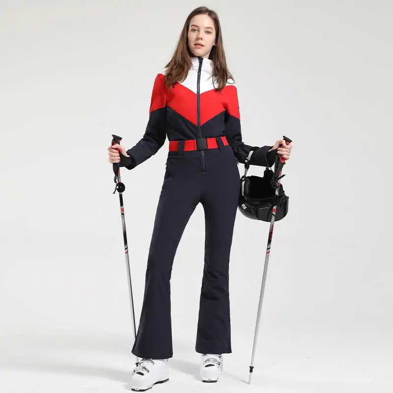 Hotian Women One Piece Ski Jumpsuits New Slim Fit Snowsuits HOTIAN